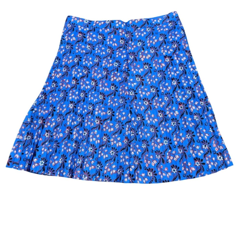 J.Crew Blue Floral Print Pleated Mini Skirt Size 2 - Picture 2 of 7